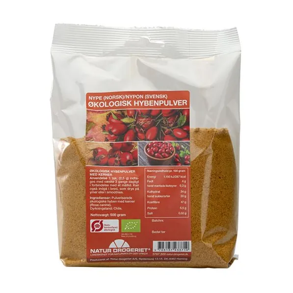 Hyben pulver fint m. kerner Øko | 500g | Natur-Drogeriet