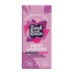 Mørk chokolade 72% m. Lavendelolie Ø | 85 g | Seed and Bean