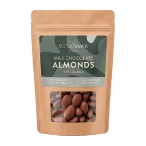 Mandler m. hvid chokolade & lakrids Ø | 100 g | Guru Snack
