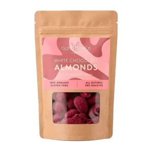 Mandler m. hvid chokolade, aronia & lemon Ø | 100 g