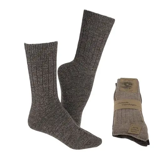 Strømper brun/beige str. 43/46 2-pak Alpaka strømper tynde