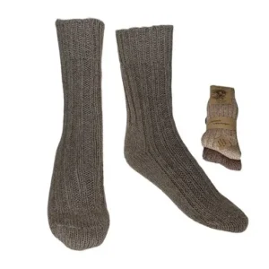 Alpaka Uldstrømper brun & beige, tykke str. 39/42 | str 39/42