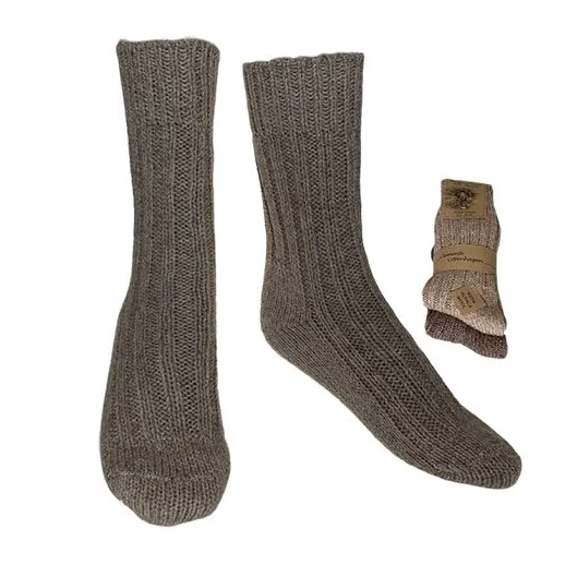 Alpaka Uldstrømper brun & beige, tykke str. 39/42 | str 39/42