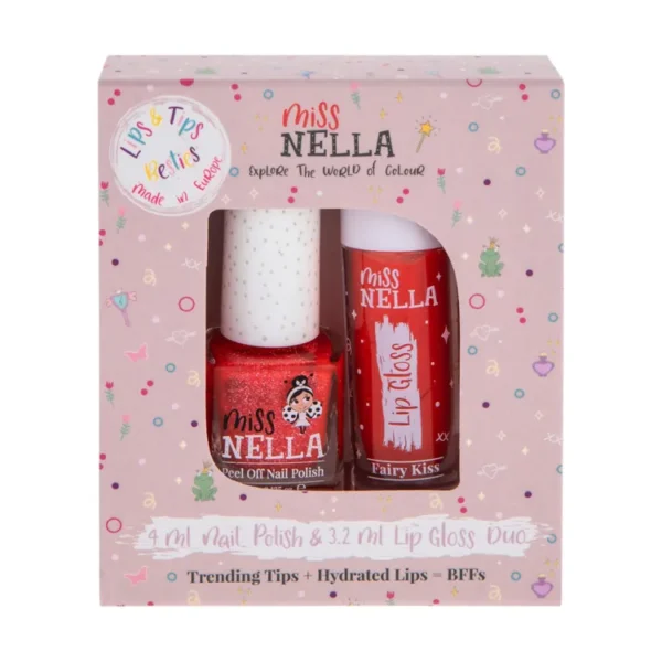 Miss Nella sæt neglelak og lipgloss rød